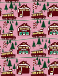 Festive Train Candy Cane Christmas Village Rug