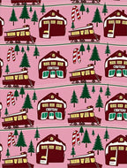 Festive Train Candy Cane Christmas Village Rug