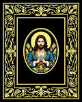 Sacred Figure Oval Gold Border Rug