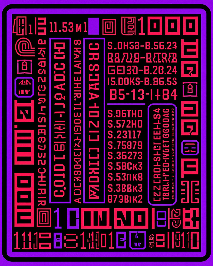 Retro Cybernetic Alphabet Blocks Rug