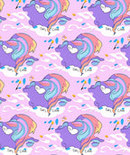 Whimsical Purple Horse Pastel Clouds Rug