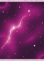 Vibrant Pink Cosmic Lightning Stars Rug