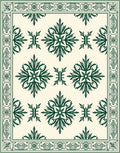 Elegant Cream Emerald Floral Medallion Rug