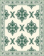 Elegant Cream Emerald Floral Medallion Rug