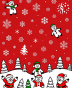 Festive Red Snowmen Santa Claus Trees Rug