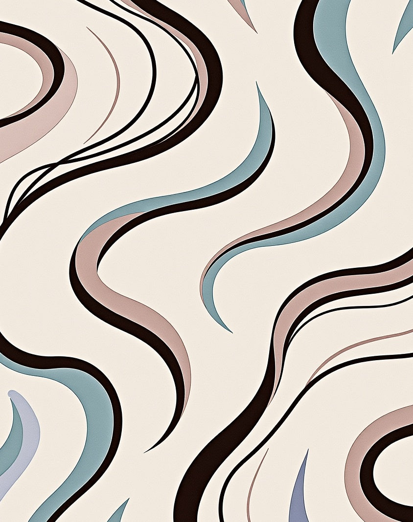 Retro Swirl Waves Blue Rose Rug