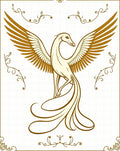 Golden Phoenix Swirling Tail Art Rug