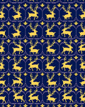 Golden Reindeer Navy Floral Medallion Rug
