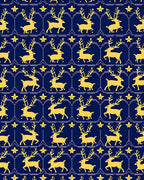 Golden Reindeer Navy Floral Medallion Rug