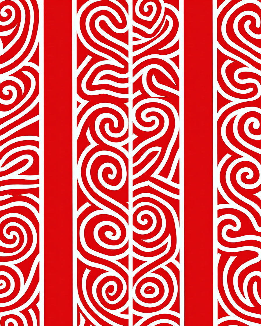 Bold Red Swirl Stripe Rug