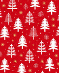 Festive White Christmas Trees Red Rug