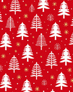 Festive White Christmas Trees Red Rug