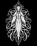 Ethereal White Gothic Figure Swirls Rug