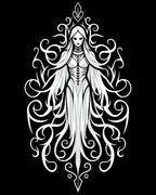 Ethereal White Gothic Figure Swirls Rug