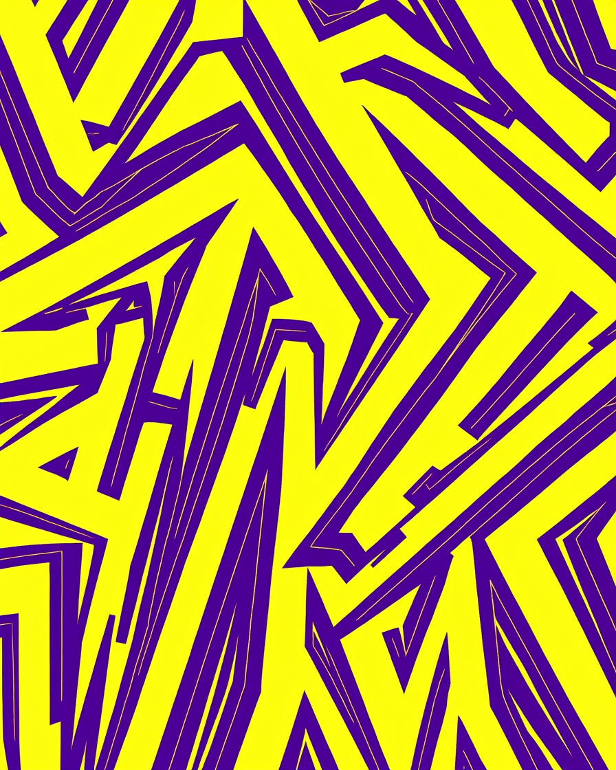 Vibrant Yellow Purple Jagged Abstract Rug