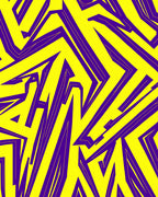 Vibrant Yellow Purple Jagged Abstract Rug