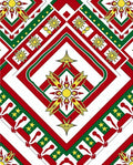Radiant Red Green Sunburst Geometric Medallion Rug