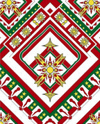 Radiant Red Green Sunburst Geometric Medallion Rug