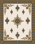 Classic Gold Blue Floral Medallion Rug