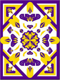 Bold Purple Yellow Geometric Medallion Rug