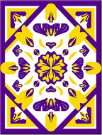 Bold Purple Yellow Geometric Medallion Rug