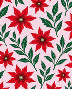Vibrant Red Poinsettia Floral Rug
