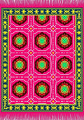 Vibrant Pink Geometric Floral Rug