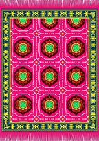 Vibrant Pink Geometric Floral Rug