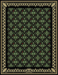 Black Green Floral Medallion Botanical Rug