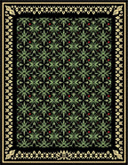 Black Green Floral Medallion Botanical Rug