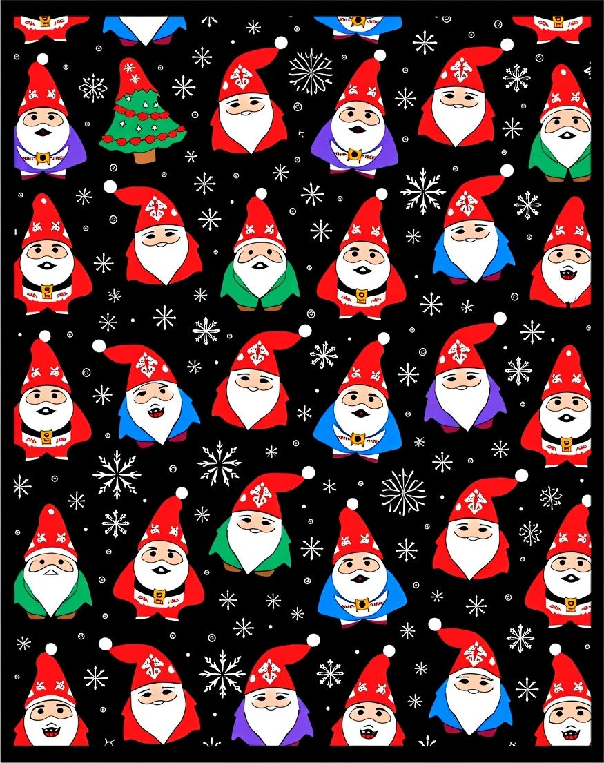 Christmas Gnome And Snowflake Collage Rug