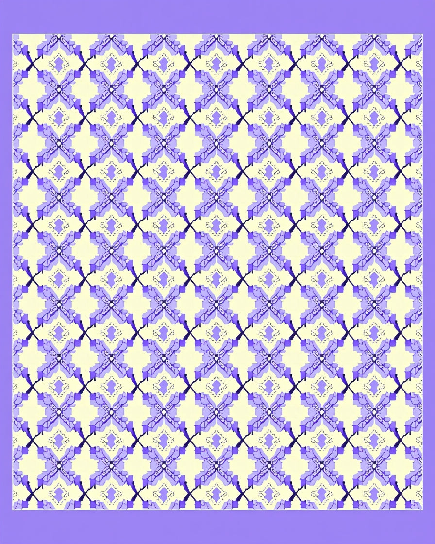 Pale Lilac Geometric Diamond Lattice Rug