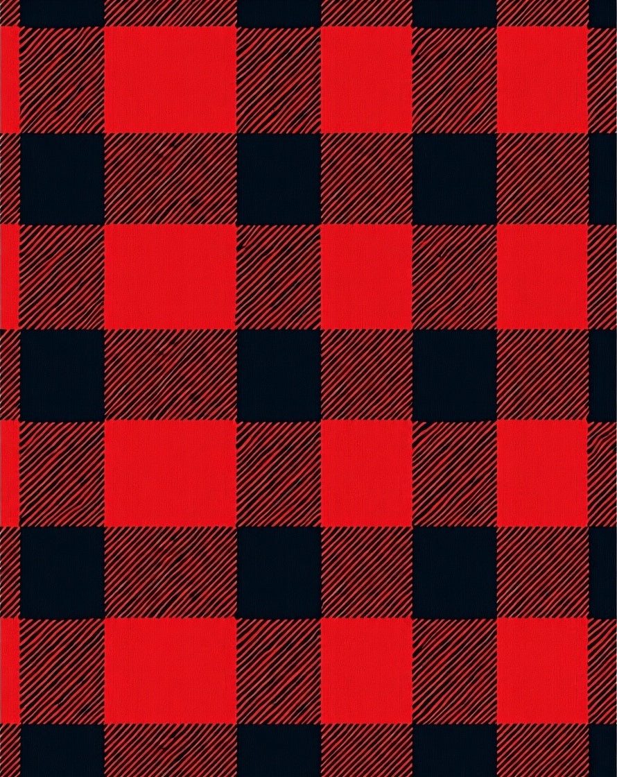 Crimson Black Plaid Squares Area Rug