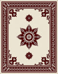 Ornate Crimson Eight Petal Bloom Rug