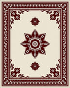 Ornate Crimson Eight Petal Bloom Rug