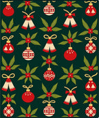 Red Green Festive Holiday Ornaments Rug