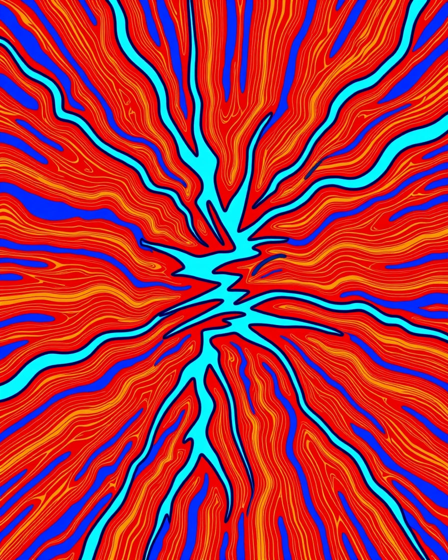 Radiant Electric Blue Wood Grain Rug