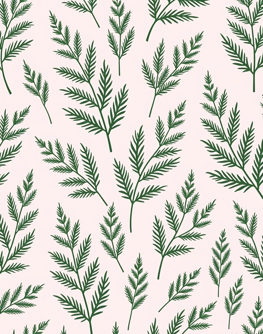 Forest Green Fern Frond Repeat Rug