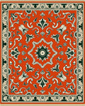 Orange Floral Medallion Border Rug