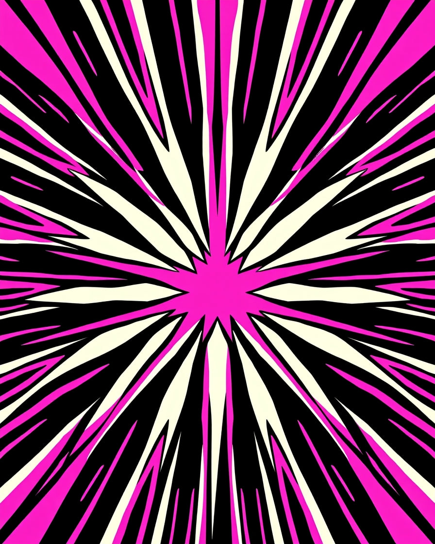 Radiant Pink Burst Geometric Rug
