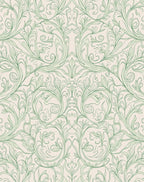 Elegant Green Floral Scrollwork Rug