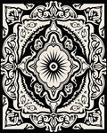 Black Cream Floral Medallion Emblem Rug