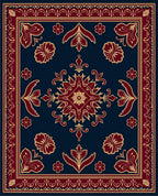 Regal Crimson Floral Medallion Rug