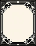 Black Cream Ornate Scrollwork Border Rug