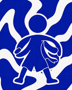 Bold Royal Blue Abstract Figure Rug