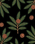 Green Fir Branch Orange Orb Rug
