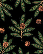 Green Fir Branch Orange Orb Rug