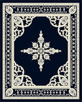 Elegant Ivory Scrollwork Navy Medallion Rug