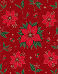 Red Poinsettia Garland Christmas Rug