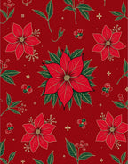 Red Poinsettia Garland Christmas Rug